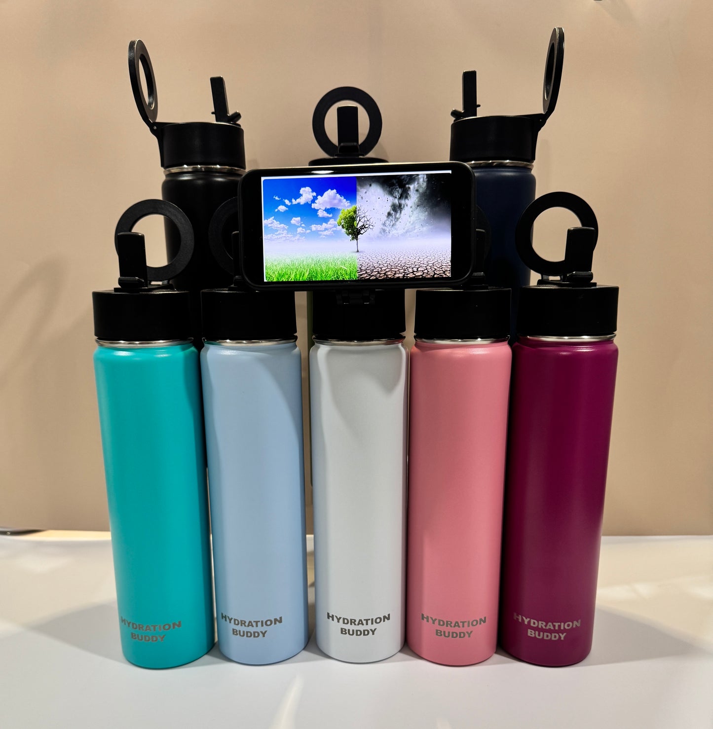 Hydration Buddy 24oz with Unique Magnetic Phone handle - 8 colors