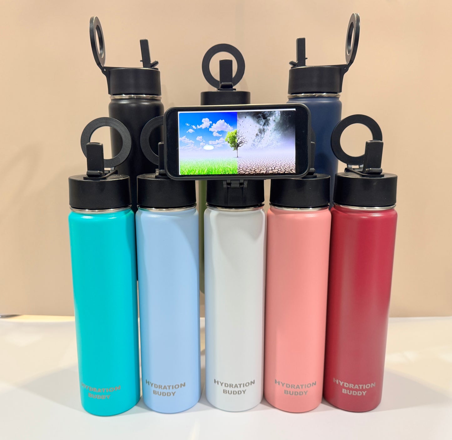 Hydration Buddy 24oz with Unique Magnetic Phone handle - 8 colors