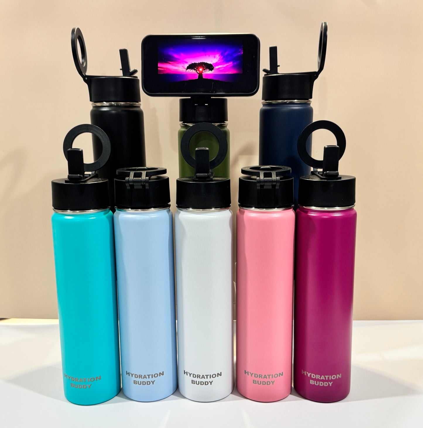Hydration Buddy 24oz with Unique Magnetic Phone handle - 8 colors